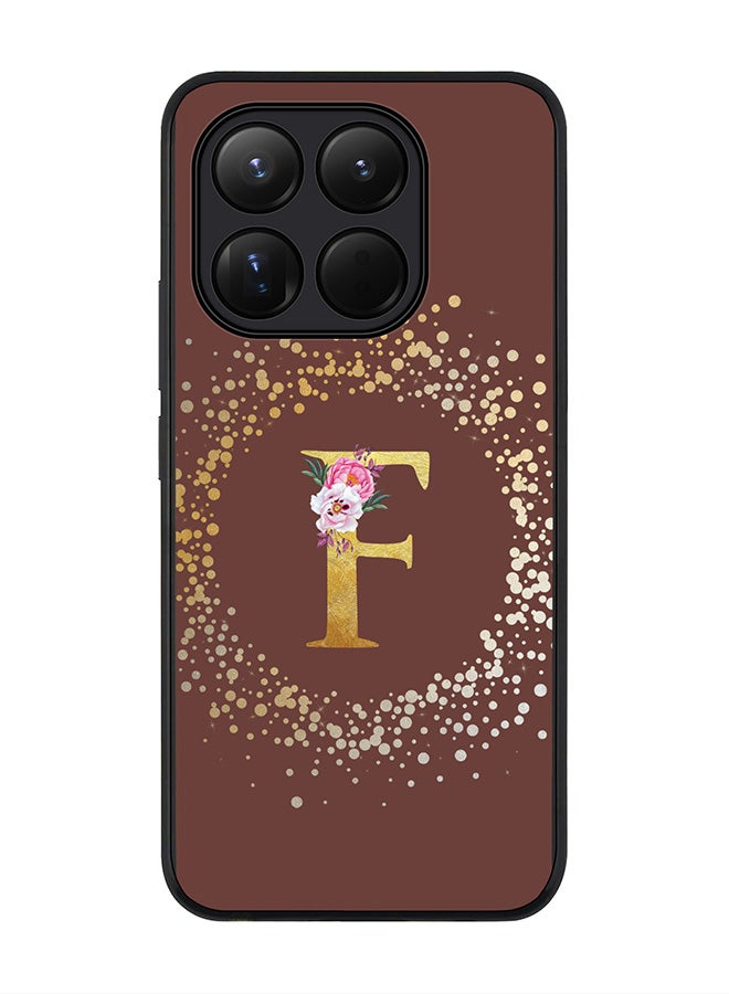 For Xiaomi 15T Case,Slim fit Camera Protection, Shockproof Thin Phone cover  - Custom Monogram Floral - F  (Brown )